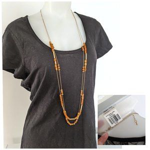 3/20$ NWT Long Golden Necklace W/ Beans
